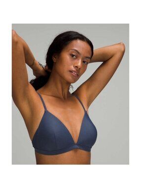 NWT Lululemon Waterside Swim Top D Cup 2 Blue Hail Triangle Bikini UV Padded